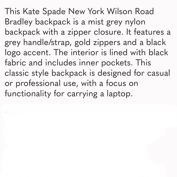 Kate Spade Gray Nylon Backpack Gold Hardware - Picture 12 of 12